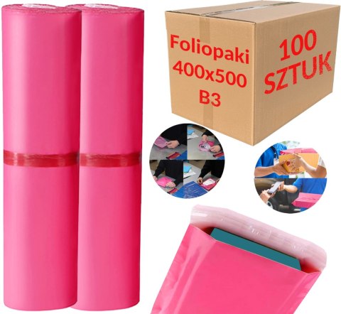 Foliopaki Kurierskie Różowe B3 400x500mm - 100 szt. Foliopaki Kurierskie Różowe B3 400x500mm - 100 szt.