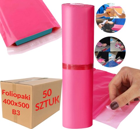 Foliopaki Kurierskie Różowe B3 400x500mm - 50 szt. Foliopaki Kurierskie Różowe B3 400x500mm - 50 szt.