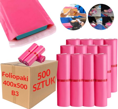 Foliopaki Kurierskie Różowe B3 400x500mm - 500 szt. Foliopaki Kurierskie Różowe B3 400x500mm - 500 szt.