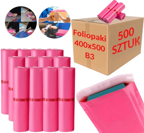 Foliopaki Kurierskie Różowe B3 400x500mm - 500 szt. Foliopaki Kurierskie Różowe B3 400x500mm - 500 szt.