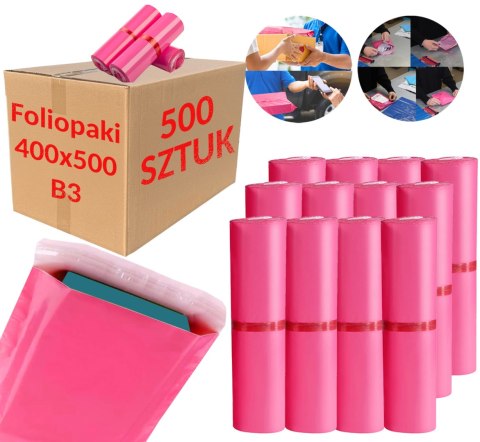 Foliopaki Kurierskie Różowe B3 400x500mm - 500 szt. Foliopaki Kurierskie Różowe B3 400x500mm - 500 szt.