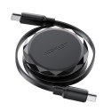 Kabel przewód USB-C - USB-C zwijany z organizerem 60W - czarny
