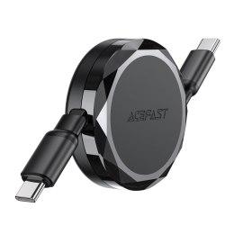 Kabel przewód USB-C - USB-C zwijany z organizerem 60W - czarny