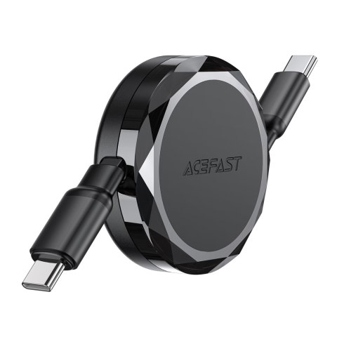Kabel przewód USB-C - USB-C zwijany z organizerem 60W - czarny Kabel przewód USB-C - USB-C zwijany z organizerem 60W - czarny
