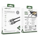 Kabel przewód USB-C z nylonowym oplotem PD 60W 480Mb/s - czarny