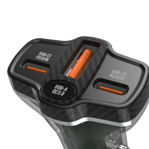Ładowarka samochodowa R78 78W USB-C PD / 2xUSB-A QC - czarna Ładowarka samochodowa R78 78W USB-C PD / 2xUSB-A QC - czarna