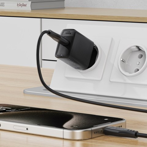 Ładowarka sieciowa A104 GaN USB-C PD SFC 25W - czarna Ładowarka sieciowa A104 GaN USB-C PD SFC 25W - czarna