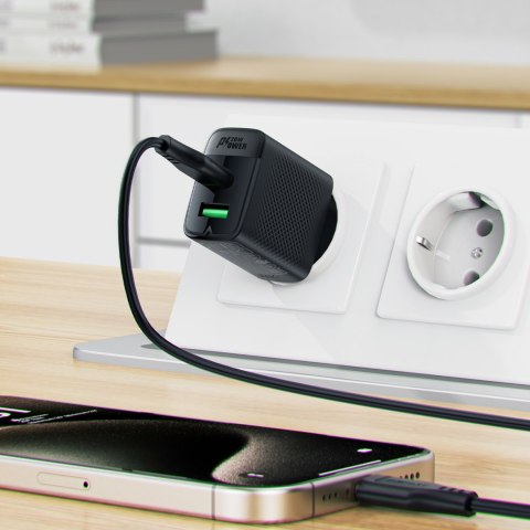 Ładowarka sieciowa A78 GaN USB-A USB-C PD 20W - czarna Ładowarka sieciowa A78 GaN USB-A USB-C PD 20W - czarna