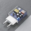 Ładowarka sieciowa GaN A30EUL 30W USB-A USB-C + kabel USB-C - Lightning - biała