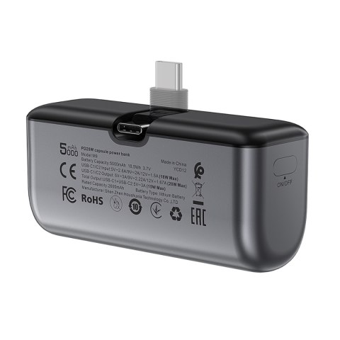 MINI Powerbank 5000mAh do telefonu USB-C PD 20W - czarny MINI Powerbank 5000mAh do telefonu USB-C PD 20W - czarny