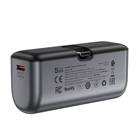 MINI Powerbank 5000mAh do telefonu USB-C PD 20W - czarny MINI Powerbank 5000mAh do telefonu USB-C PD 20W - czarny