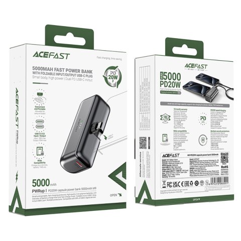 MINI Powerbank 5000mAh do telefonu USB-C PD 20W - czarny MINI Powerbank 5000mAh do telefonu USB-C PD 20W - czarny