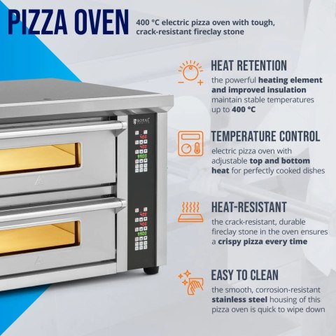 Piec do pizzy elektryczny z szamotem na 8 pizz śr. 33 cm 400 V 8400 W Piec do pizzy elektryczny z szamotem na 8 pizz śr. 33 cm 400 V 8400 W