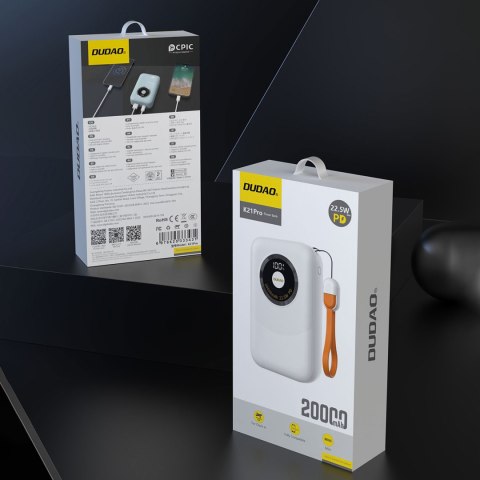 Powerbank K21Pro Mini 20000mAh 22.5W - biały Powerbank K21Pro Mini 20000mAh 22.5W - biały