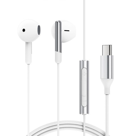 Słuchawki przewodowe z mikrofonem i pilotem USB-C 1.2m - białe Słuchawki przewodowe z mikrofonem i pilotem USB-C 1.2m - białe