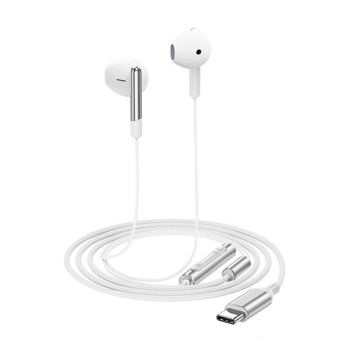 Słuchawki przewodowe z mikrofonem i pilotem USB-C 1.2m - białe Słuchawki przewodowe z mikrofonem i pilotem USB-C 1.2m - białe