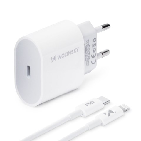 Szybka ładowarka USB C PD 20W + kabel USB C / Lightning 1m biały Szybka ładowarka USB C PD 20W + kabel USB C / Lightning 1m biały