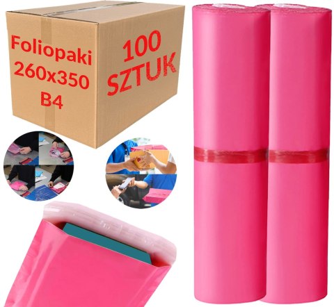 Foliopaki Kurierskie Różowe B4 260x350mm - 100 szt. Foliopaki Kurierskie Różowe B4 260x350mm - 100 szt.