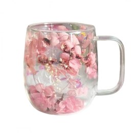 Szklanka termiczna z hortensją w środku, blady róż 300ml 1szt SZK128