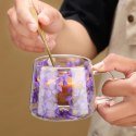Szklanka termiczna z hortensją w środku fiolet 180 ml 1szt SZK76