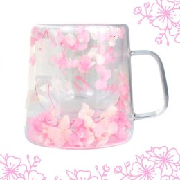 Szklanka termiczna z hortensją w środku, róż 300 ml 1szt SZK123