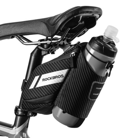 Torba rowerowa pod siodełko z kieszonką na butelkę bidon 1.5l - czarna Torba rowerowa pod siodełko z kieszonką na butelkę bidon 1.5l - czarna