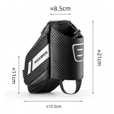 Torba rowerowa pod siodełko z kieszonką na butelkę bidon 1.5l - czarna Torba rowerowa pod siodełko z kieszonką na butelkę bidon 1.5l - czarna