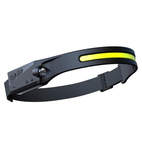 Latarka czołowa czołówka LED z czujnikiem ruchu IPX4 USB-C 1200 mAh czarna Latarka czołowa czołówka LED z czujnikiem ruchu IPX4 USB-C 1200 mAh czarna