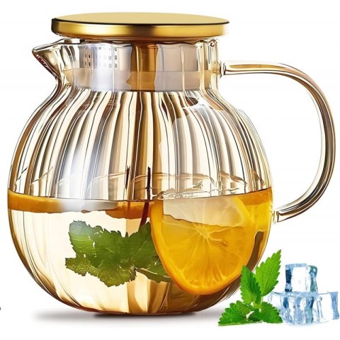 Dzbanek z falowanymi ściankami z pokrywką, bursztyn 1100 ml - DZ06 Dzbanek z falowanymi ściankami z pokrywką, bursztyn 1100 ml - DZ06