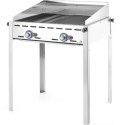 Grill gazowy "Green Fire" 2 palniki 11,6kW z osłoną i półką - Hendi 149508