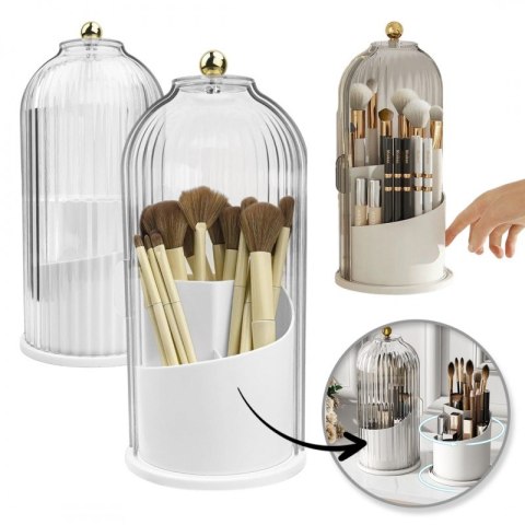 Organizer na pędzle, ryflowany obrotowy, otwierany biały 27 x 12,5 cm CB61B Organizer na pędzle, ryflowany obrotowy, otwierany biały 27 x 12,5 cm CB61B