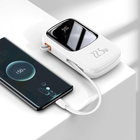 Powerbank z szybkim ładowaniem 20000mAh 22.5W QC-PD-SCP-FCP kabel USB-C biały Powerbank z szybkim ładowaniem 20000mAh 22.5W QC-PD-SCP-FCP kabel USB-C biały