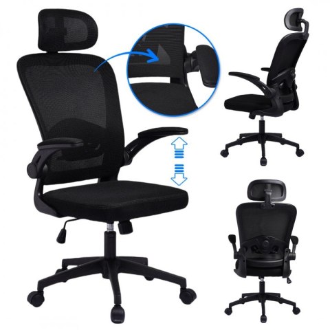 Fotel biurowy obrotowy "Mistral Black", mikrosiatka do biurka KO28CZ Fotel biurowy obrotowy "Mistral Black", mikrosiatka do biurka KO28CZ