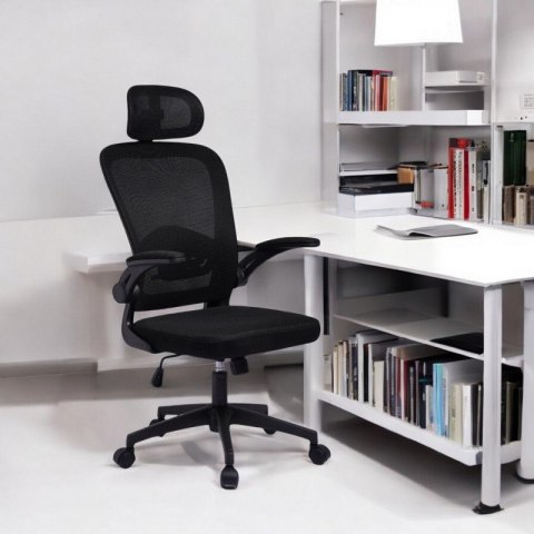 Fotel biurowy obrotowy "Mistral Black", mikrosiatka do biurka KO28CZ Fotel biurowy obrotowy "Mistral Black", mikrosiatka do biurka KO28CZ