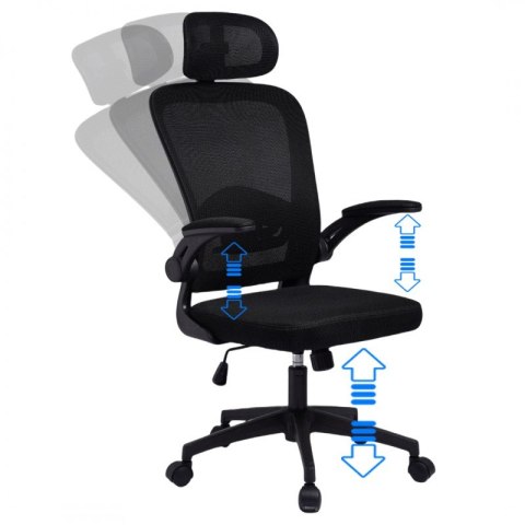 Fotel biurowy obrotowy "Mistral Black", mikrosiatka do biurka KO28CZ Fotel biurowy obrotowy "Mistral Black", mikrosiatka do biurka KO28CZ