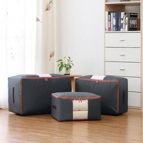 POKROWIEC Kufer NA POŚCIEL UBRANIA ORGANIZER TORBA grafitowa XXL 70x40x35cm OR107 POKROWIEC Kufer NA POŚCIEL UBRANIA ORGANIZER TORBA grafitowa XXL 70x40x35cm OR107