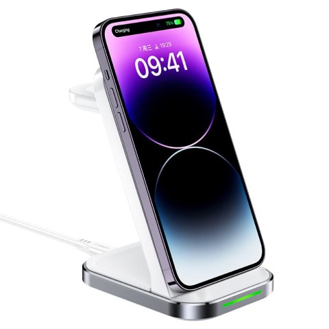 3w1 Bezprzewodowa stacja ładująca do telefonu słuchawek smartwatcha biała 3w1 Bezprzewodowa stacja ładująca do telefonu słuchawek smartwatcha biała