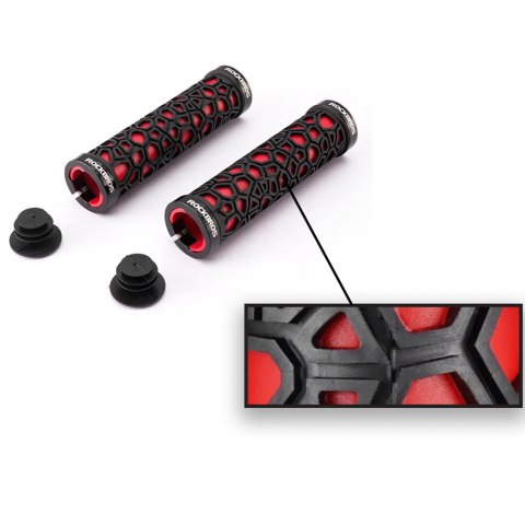 Gripy rowerowe chwyty z gumy przyczepne śr. 22mm czarno-czerwone Gripy rowerowe chwyty z gumy przyczepne śr. 22mm czarno-czerwone