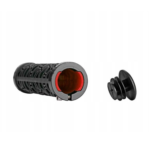 Gripy rowerowe chwyty z gumy przyczepne śr. 22mm czarno-czerwone Gripy rowerowe chwyty z gumy przyczepne śr. 22mm czarno-czerwone