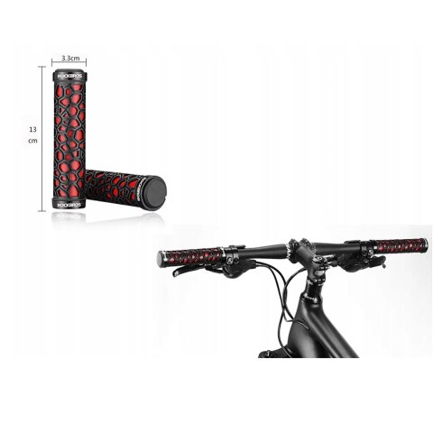 Gripy rowerowe chwyty z gumy przyczepne śr. 22mm czarno-czerwone Gripy rowerowe chwyty z gumy przyczepne śr. 22mm czarno-czerwone