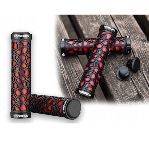 Gripy rowerowe chwyty z gumy przyczepne śr. 22mm czarno-czerwone Gripy rowerowe chwyty z gumy przyczepne śr. 22mm czarno-czerwone