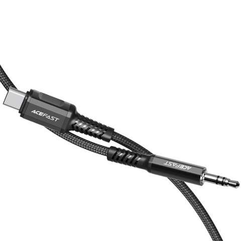Kabel przewód audio AUX USB-C - 3.5mm mini jack 1.2m czarny Kabel przewód audio AUX USB-C - 3.5mm mini jack 1.2m czarny