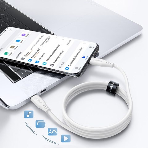 Kabel przewód do telefonu USB-C 60W 20V 3A 1.2m biały Kabel przewód do telefonu USB-C 60W 20V 3A 1.2m biały