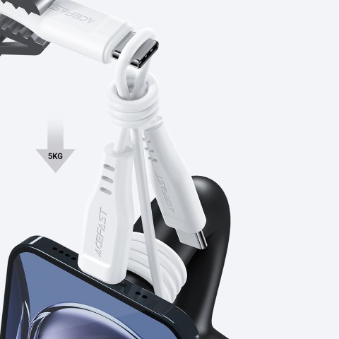 Kabel przewód do telefonu USB-C 60W 20V 3A 1.2m biały Kabel przewód do telefonu USB-C 60W 20V 3A 1.2m biały