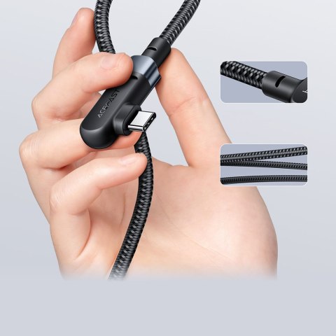 Kabel przewód kątowy w oplocie USB-C 100W 20V 5A 2m czarny Kabel przewód kątowy w oplocie USB-C 100W 20V 5A 2m czarny