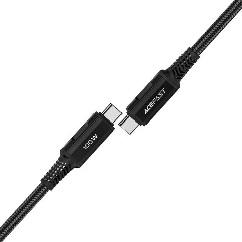 Kabel przewód w oplocie USB-C 100W 20V 5A 2m czarny Kabel przewód w oplocie USB-C 100W 20V 5A 2m czarny