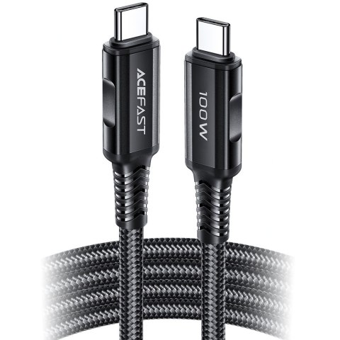 Kabel przewód w oplocie USB-C 100W 20V 5A 2m czarny Kabel przewód w oplocie USB-C 100W 20V 5A 2m czarny
