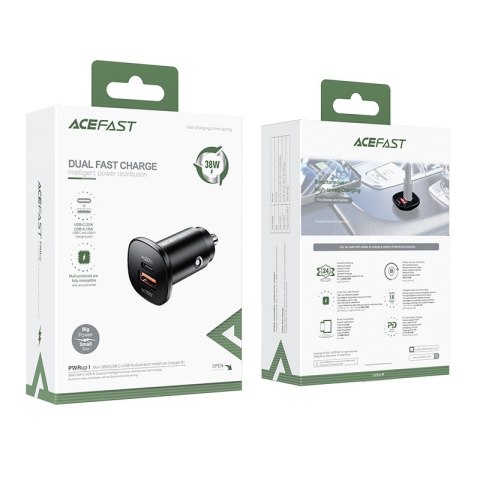 Ładowarka samochodowa 38W USB-C USB Power Delivery QC 3.0 czarny Ładowarka samochodowa 38W USB-C USB Power Delivery QC 3.0 czarny