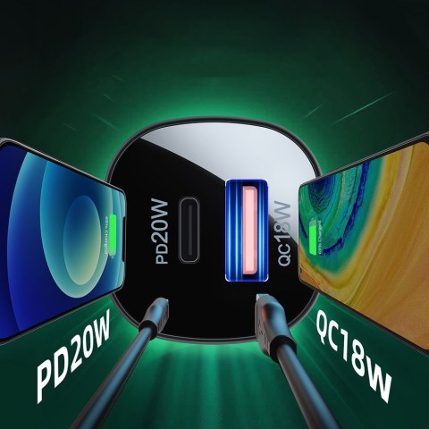 Ładowarka samochodowa 38W USB-C USB Power Delivery QC 3.0 czarny Ładowarka samochodowa 38W USB-C USB Power Delivery QC 3.0 czarny