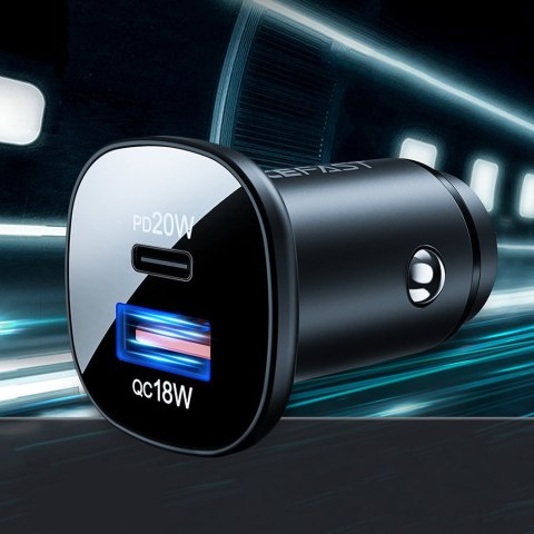 Ładowarka samochodowa 38W USB-C USB Power Delivery QC 3.0 czarny Ładowarka samochodowa 38W USB-C USB Power Delivery QC 3.0 czarny